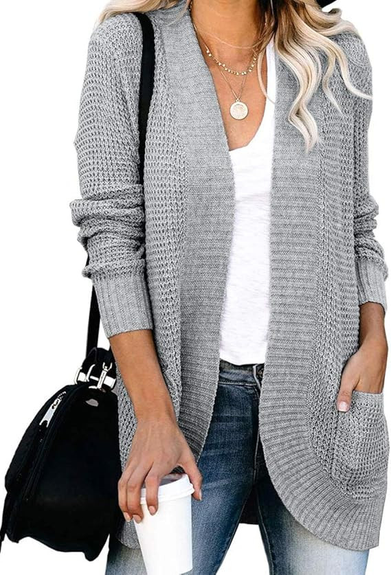 ZESICA Women's Long Sleeve Open Front Casual Lightweight Soft Knit Cardigan Sweater Outerwear | Amazon (US)