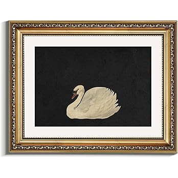VIYYIEA Gold Framed Wall Art Canvas Print Home Decor Vintage Swan Decoration Grace Swan Art Paint... | Amazon (US)