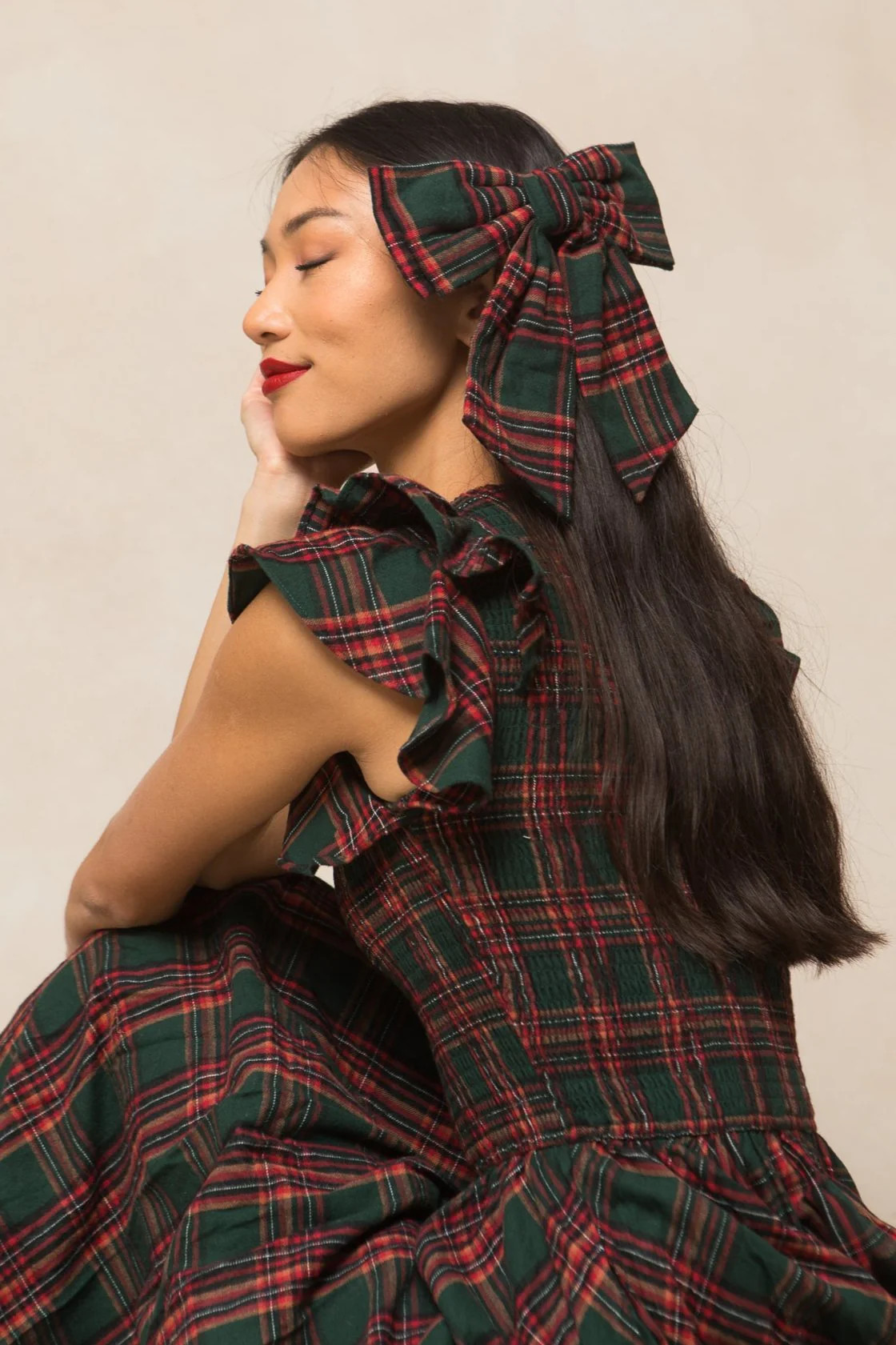 Ivy City x Kaxi Hattie Holiday Plaid Midi Bow | Ivy City Co