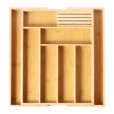 Expandable Bamboo Utensil Drawer Organizer, Wooden Utensil Tray, Non-Slip, Durable Cutlery Divider for Kitchen Flatware & Utensils | Target