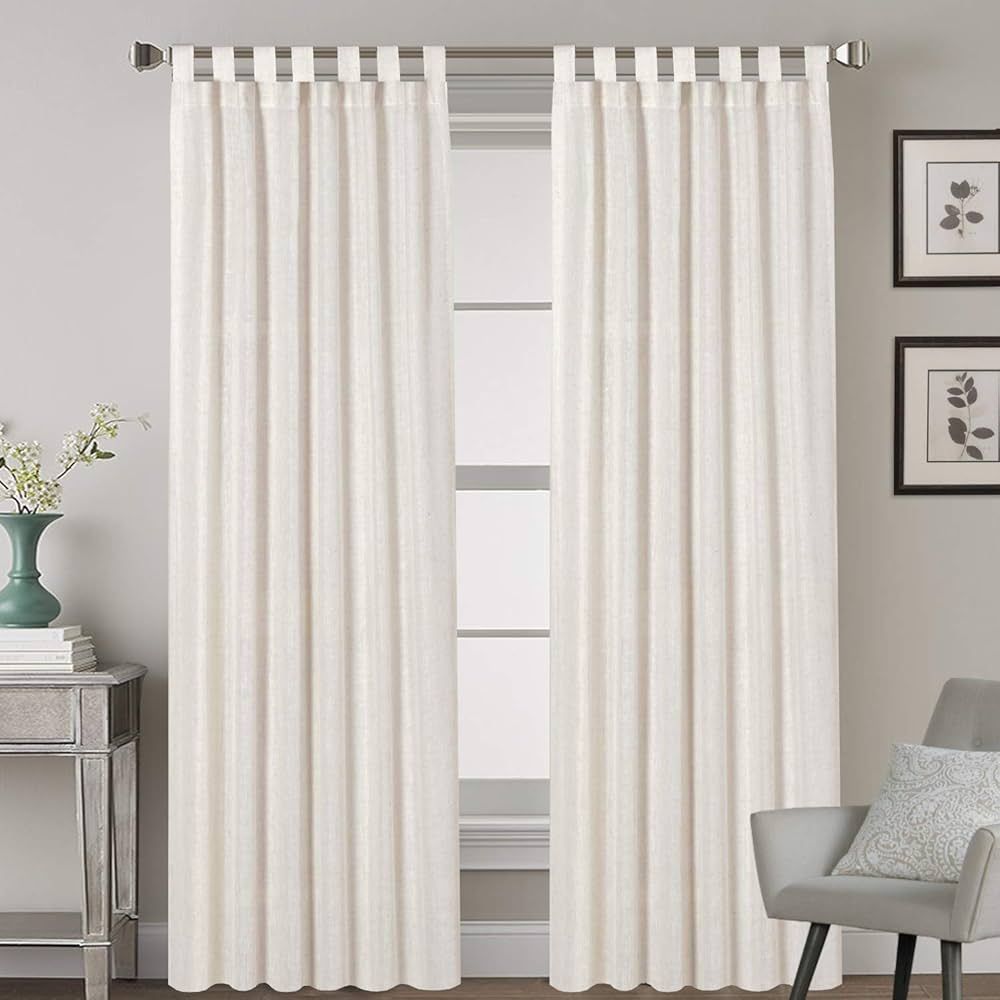 H.VERSAILTEX Tab Top Natural Linen Blended Airy Curtains for Living Room Home Decor Soft Rich Materi | Amazon (US)