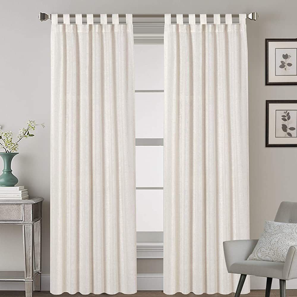 H.VERSAILTEX Tab Top Natural Linen Blended Airy Curtains for Living Room Home Decor Soft Rich Materi | Amazon (US)