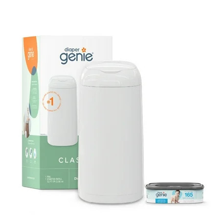 Diaper Genie Classic Pail,White,1 Diaper Pail,1 Square Refill - 165 Ct | Walmart (US)