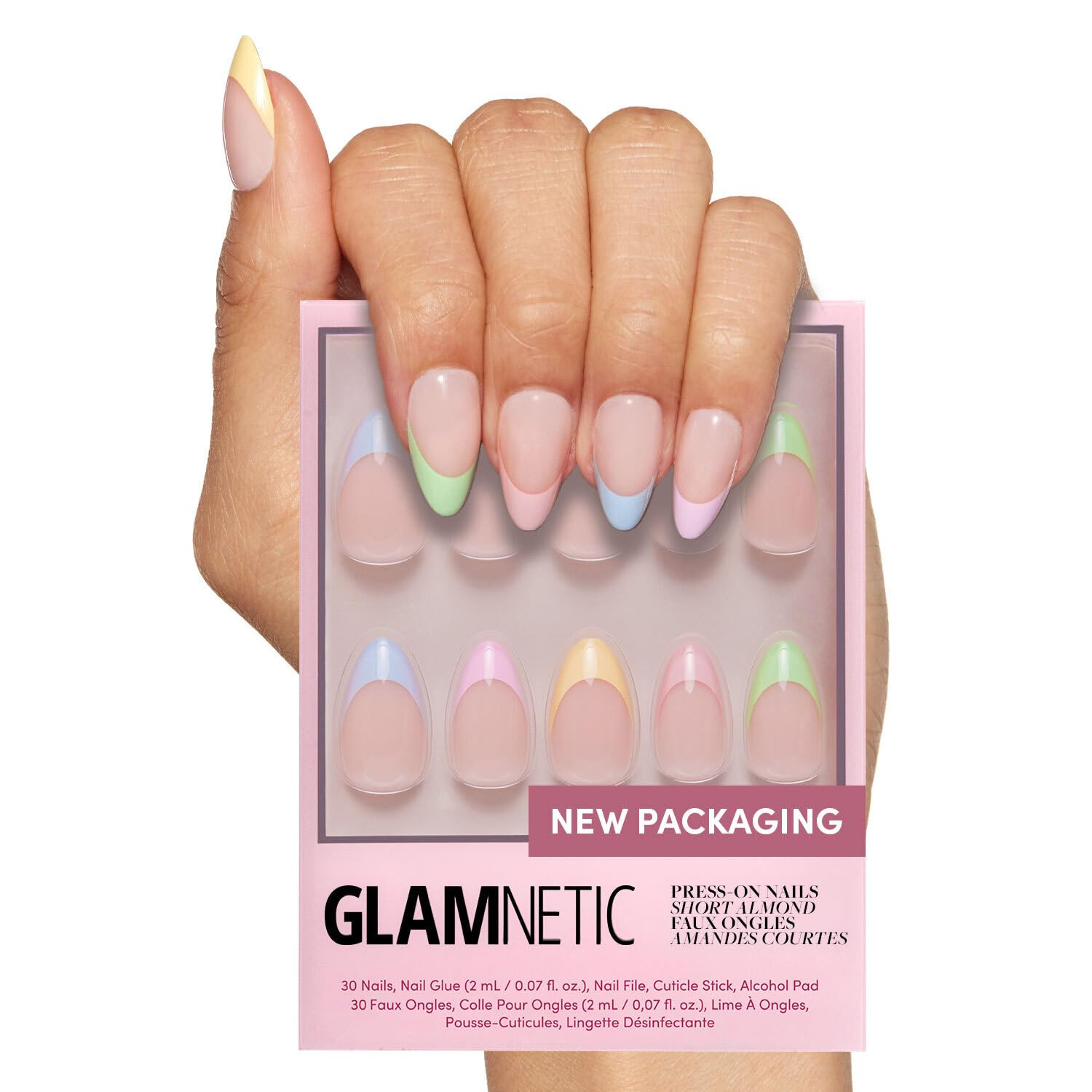 Glamnetic Press On Nails - Confetti | Semi-Transparent, Short Almond Nails, Reusable | 15 Sizes -... | Amazon (US)