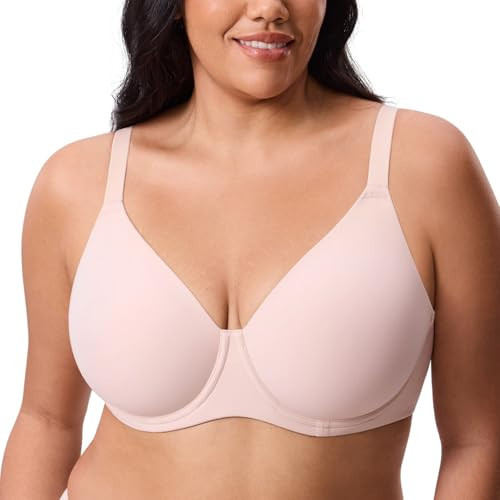 DELIMIRA Women's Inbarely Lift Full Coverage Bras Plus Size Unlined T Shirt Underwire Seamless Br... | Amazon (US)