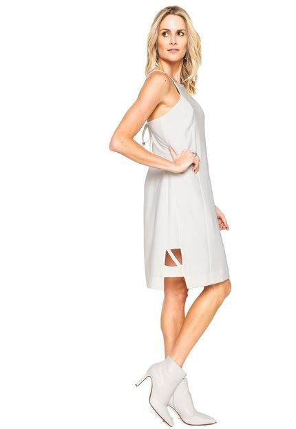 Vestido Dzarm Midi Evasê Branco | Dafiti BR