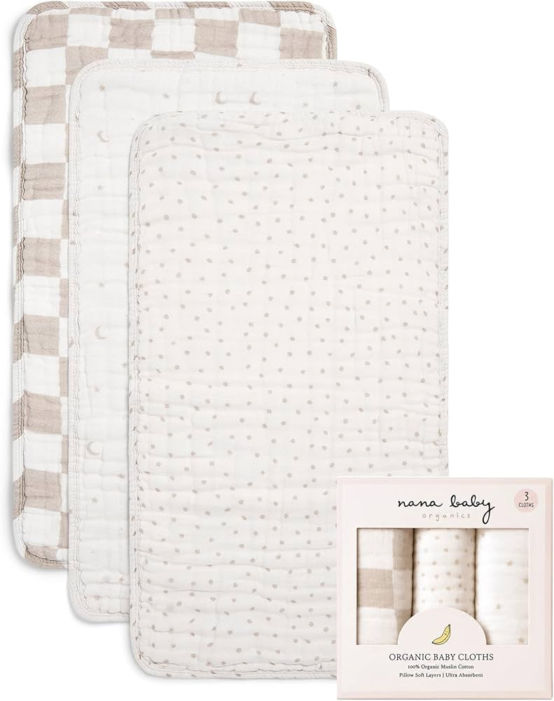 Nana Baby Burp Cloths \u2013 100% Organic Cotton, Oversized & Hypoallergenic, 8-Layer Muslin, Mac... | Amazon (US)