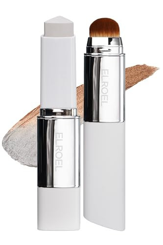 ELROEL Blanc Cover Cream Stick V White - Korean Color-Changing Foundation Stick with Volufiline - Medium to Full Coverage Dewy Finish Base Makeup - Dual-Ended with Detachable Brush (204 Tan) | Amazon (US)