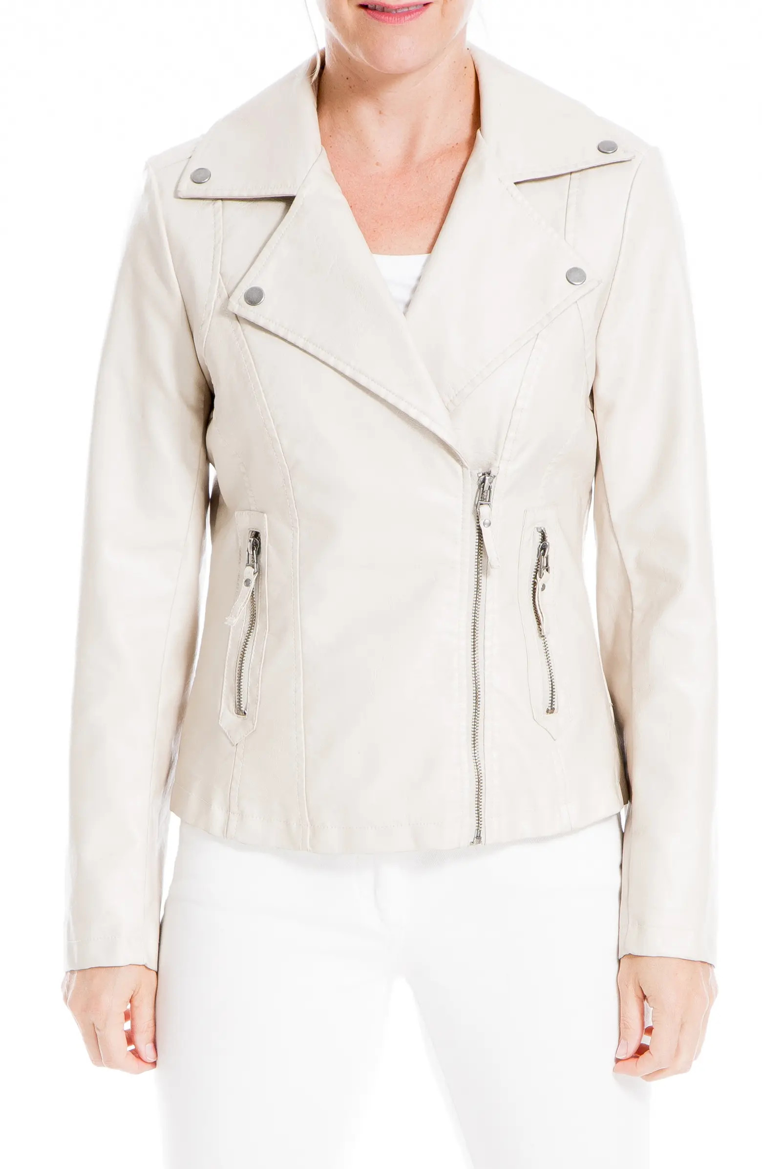 MAXSTUDIO Washed Faux Leather Moto Jacket | Nordstrom Rack