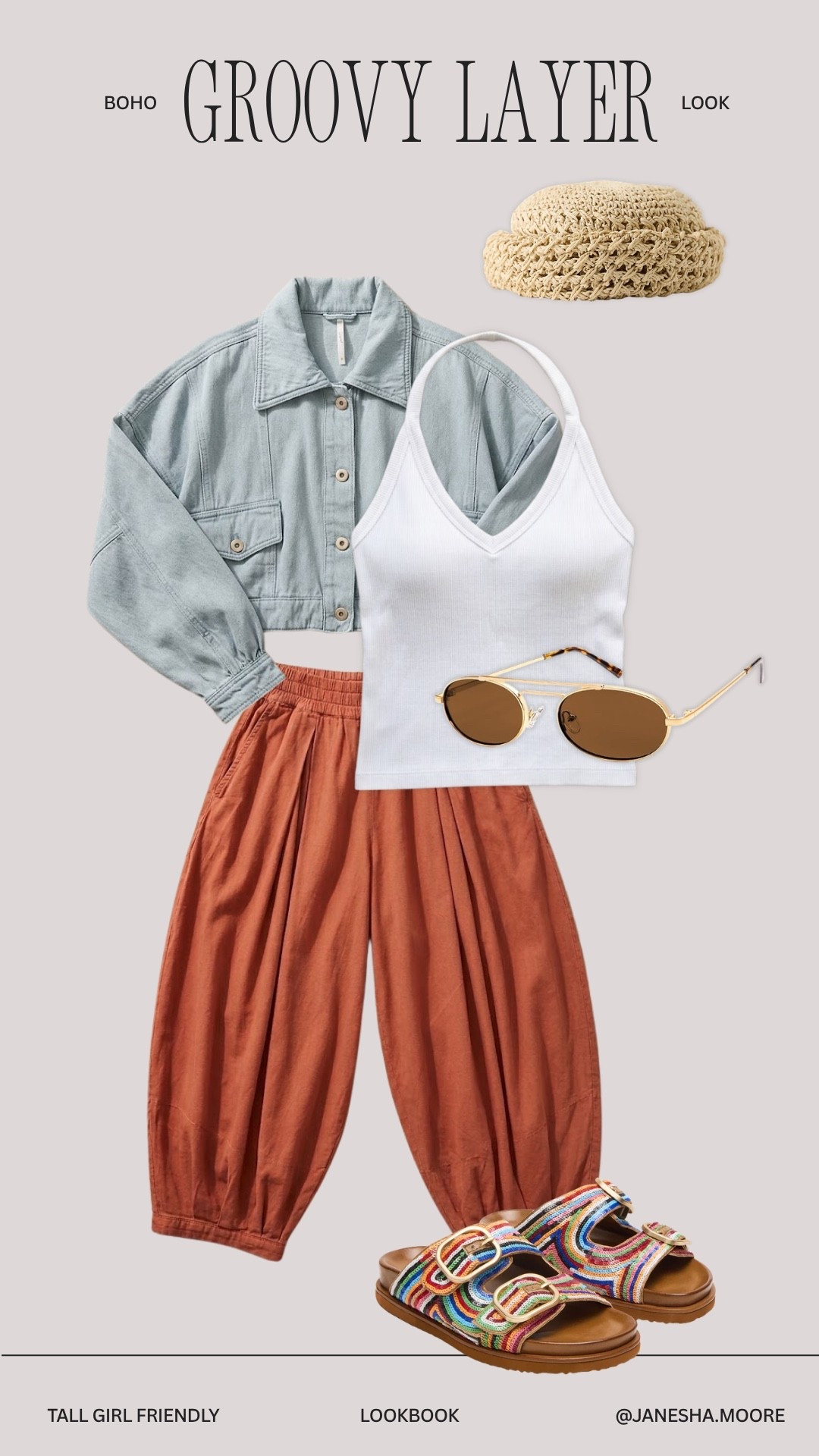 Boho Groovy Layer Look • I love this look. Small jacket it runs big small tank top. Large or extra large pants! I also went in your pants for a lower price on Amazon! And I will get an extra large also with a regular tank top in case you don’t wanna wear the open back crop top

#LTKootd #LTKTall #LTKTravel