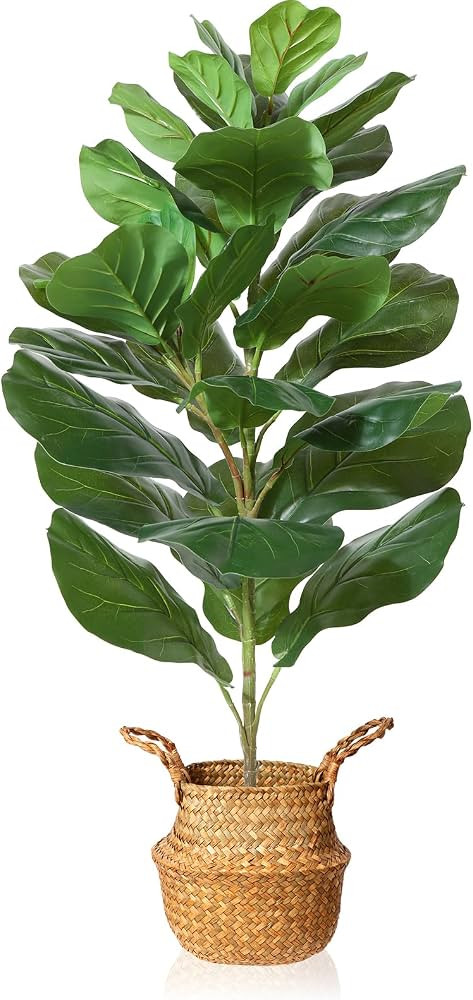MOSADE Artificial Fiddle Leaf Fig Tree 37" Fake Potted Ficus Lyrata Plant with Handmade Seagrass ... | Amazon (US)