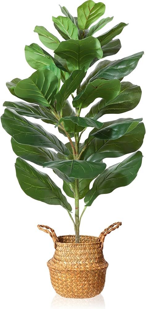 MOSADE Artificial Fiddle Leaf Fig Tree 37" Fake Potted Ficus Lyrata Plant with Handmade Seagrass ... | Amazon (US)