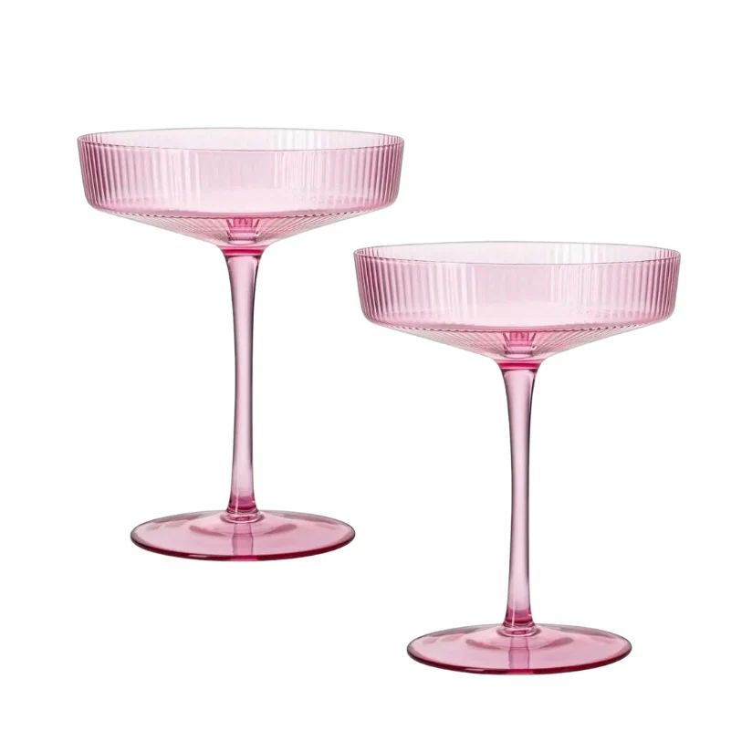 PINK FLUTED COUPE GLASSES (SET OF 2) | Mason Maison