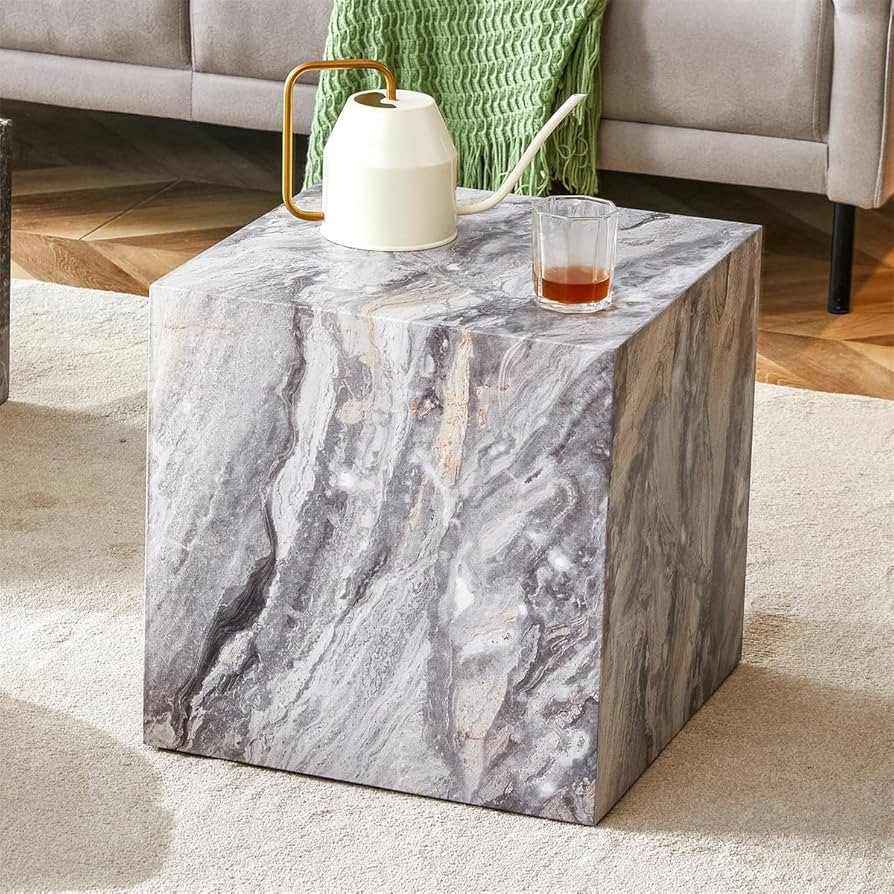 Side Table, End Table Living Room Table, Modern Sofa Couch Table, Faux Marble End Table, Bedside ... | Amazon (US)