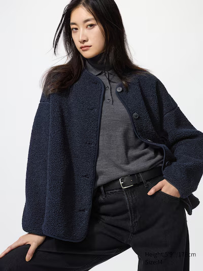 Pile Lined Fleece Relaxed Cardigan | UNIQLO (UK)