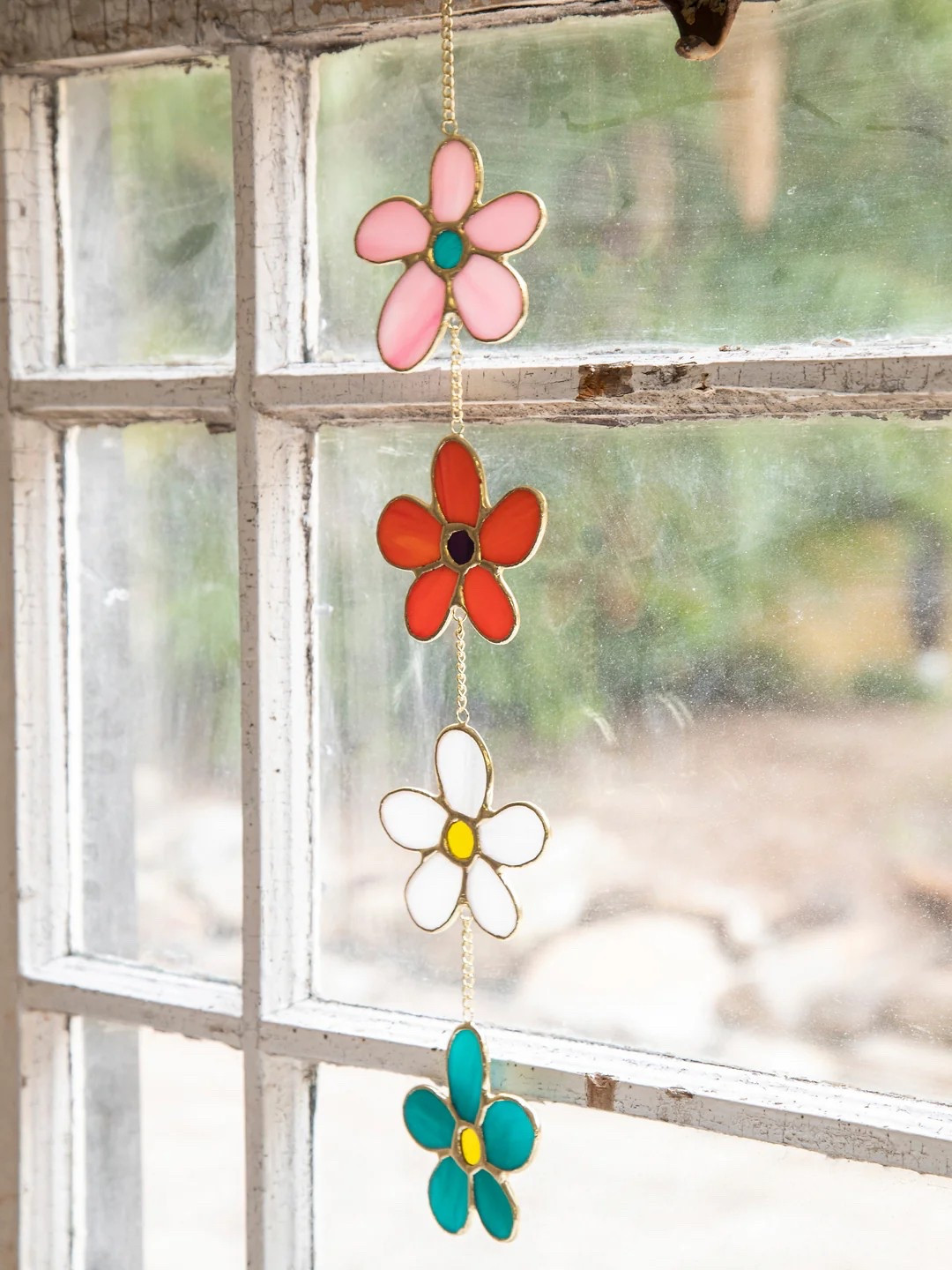 Stained glass mobile - daisy window art - love!!! - natural life - home decor - kitchen decor 

#LTKHome #LTKGiftGuide