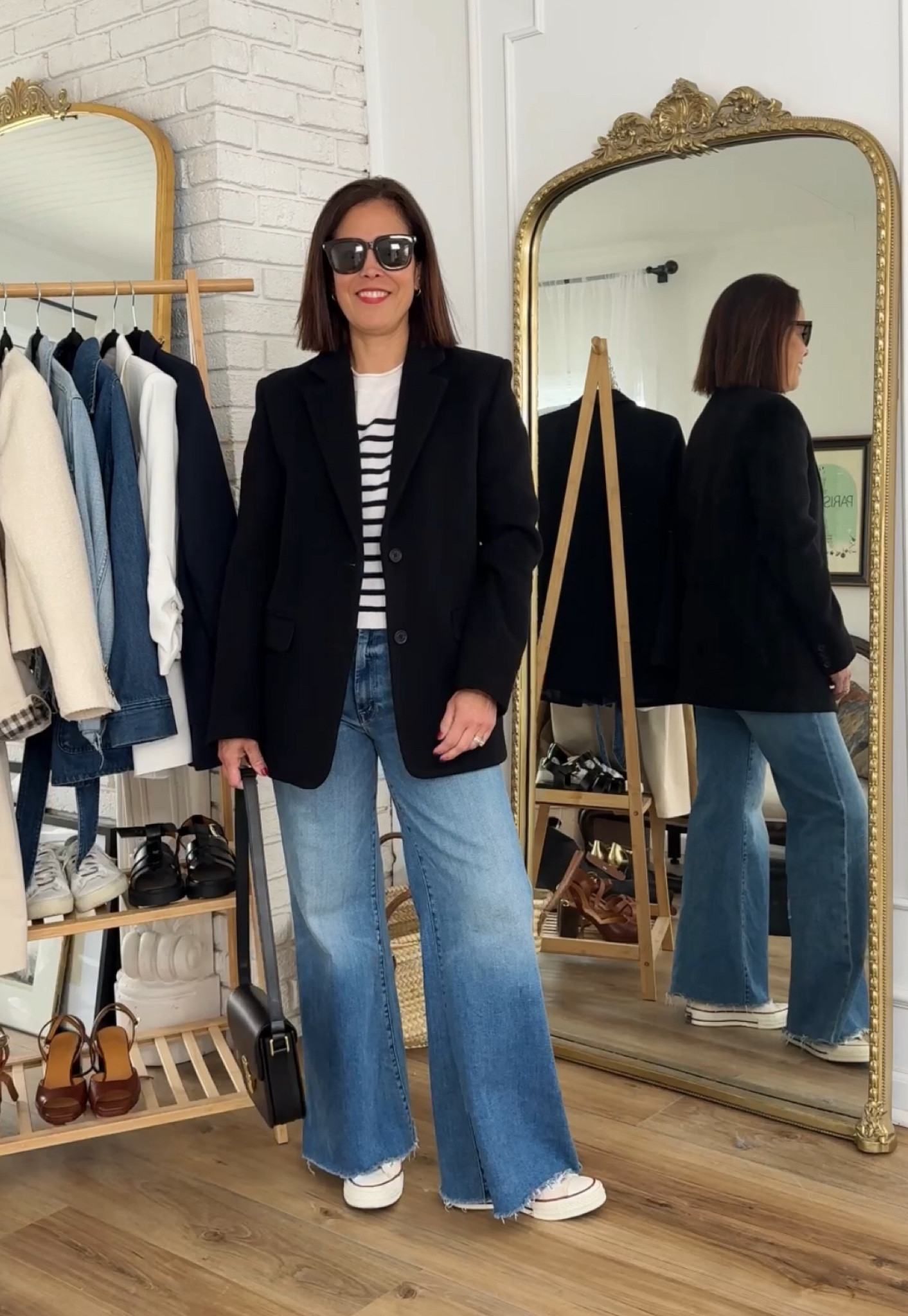 Travel Outfit
Paris Outfit Idea
& Other Stories Wool Blazer/wearing 6
J. Crew Cashmere Sweater/wearing medium
Mother Roller Denim/ TTS
APC Grace Bag
Converse High Tops/size down 1/2 

#LTKtravel #LTKstyletip #LTKover40