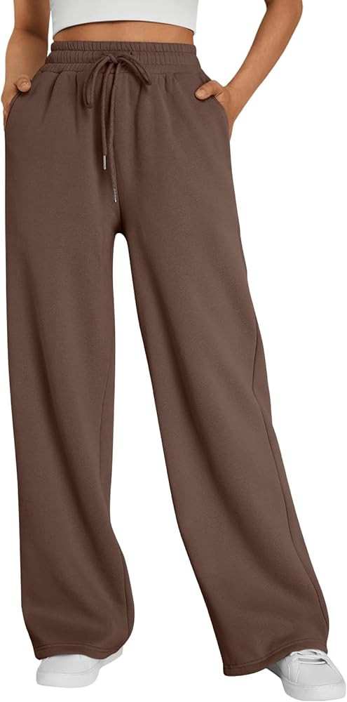 Trendy Queen Womens Wide Leg Fleece Lined Sweatpants Winter Baggy Lounge Travel Pants Fashion Out... | Amazon (US)