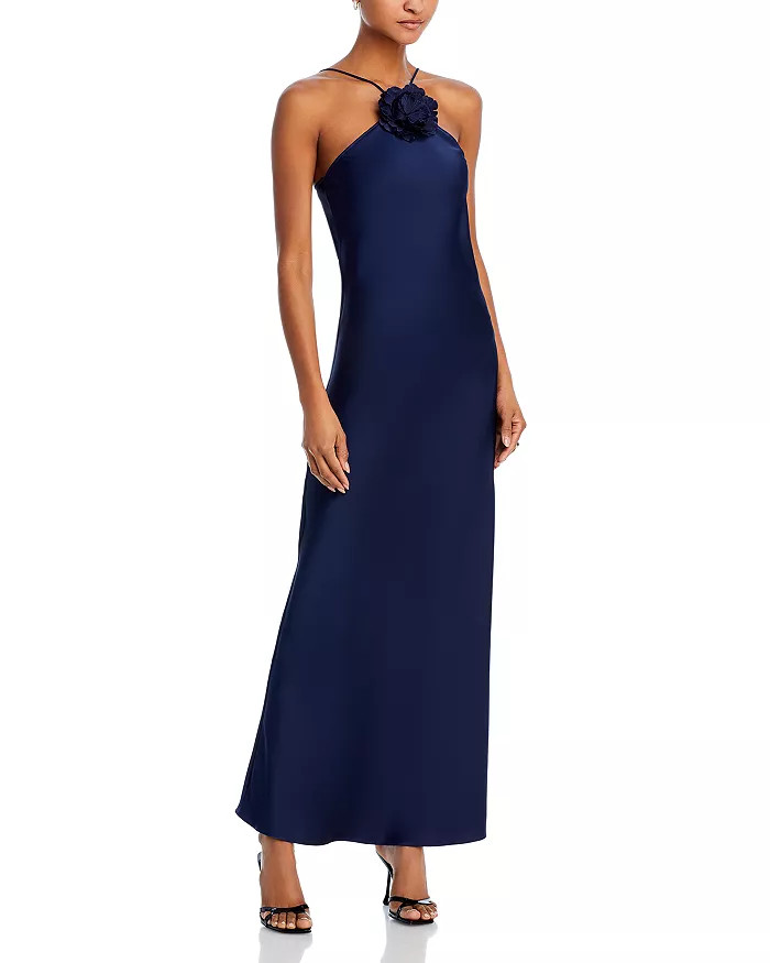 Floral Appliqué Satin Maxi Dress | Bloomingdale's (US)