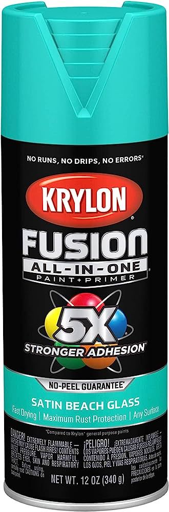 Krylon K02731007 Fusion All-In-One Spray Paint for Indoor/Outdoor Use, Satin Beach Glass Teal, 12... | Amazon (US)