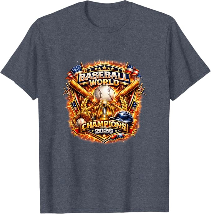 Baseball World Champions 2026 Vintage Style Graphic T-Shirt | Amazon (US)