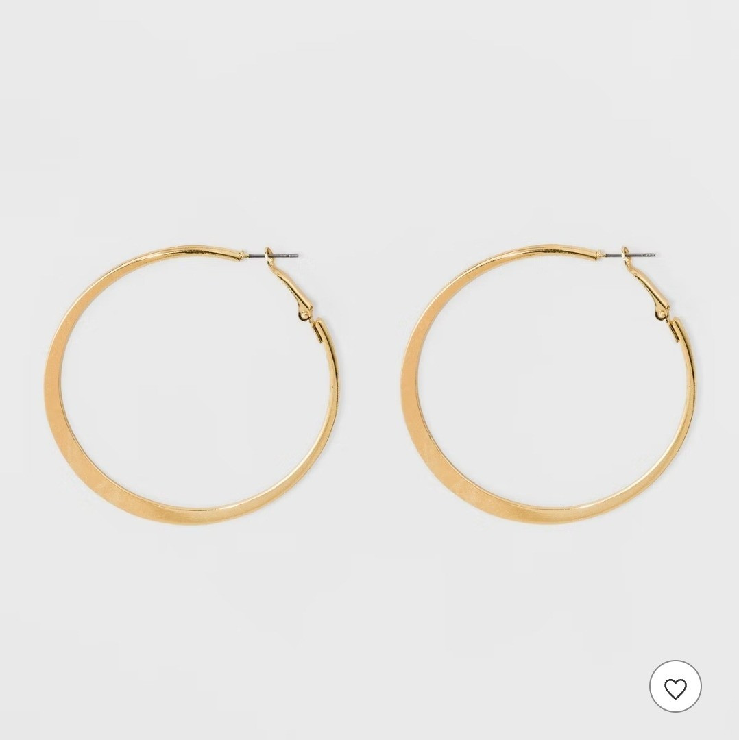 Large Knife Edge Hoop Earrings - A New Day™ Gold: Iron, Nickel-Free, 2.6" LengthFit & styleClassic hoop earrings can be used for both everyday style and dress-up eventsGold finish has been polished for a stunning look you'll loveKnife-edge design slims the pair down for a lightweight feelSpot or Wipe Clean

#LTKootd #LTKHome #LTKBeauty