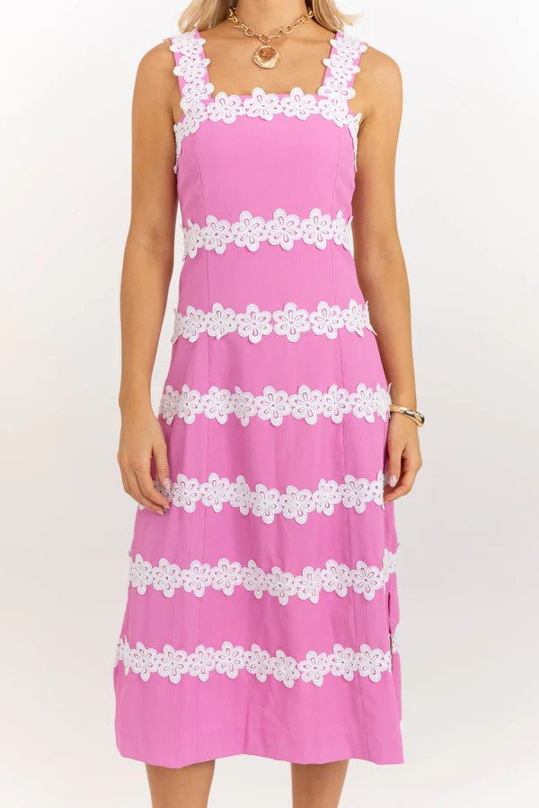 At Ease Pink Midi Dress | The Mint Julep Boutique