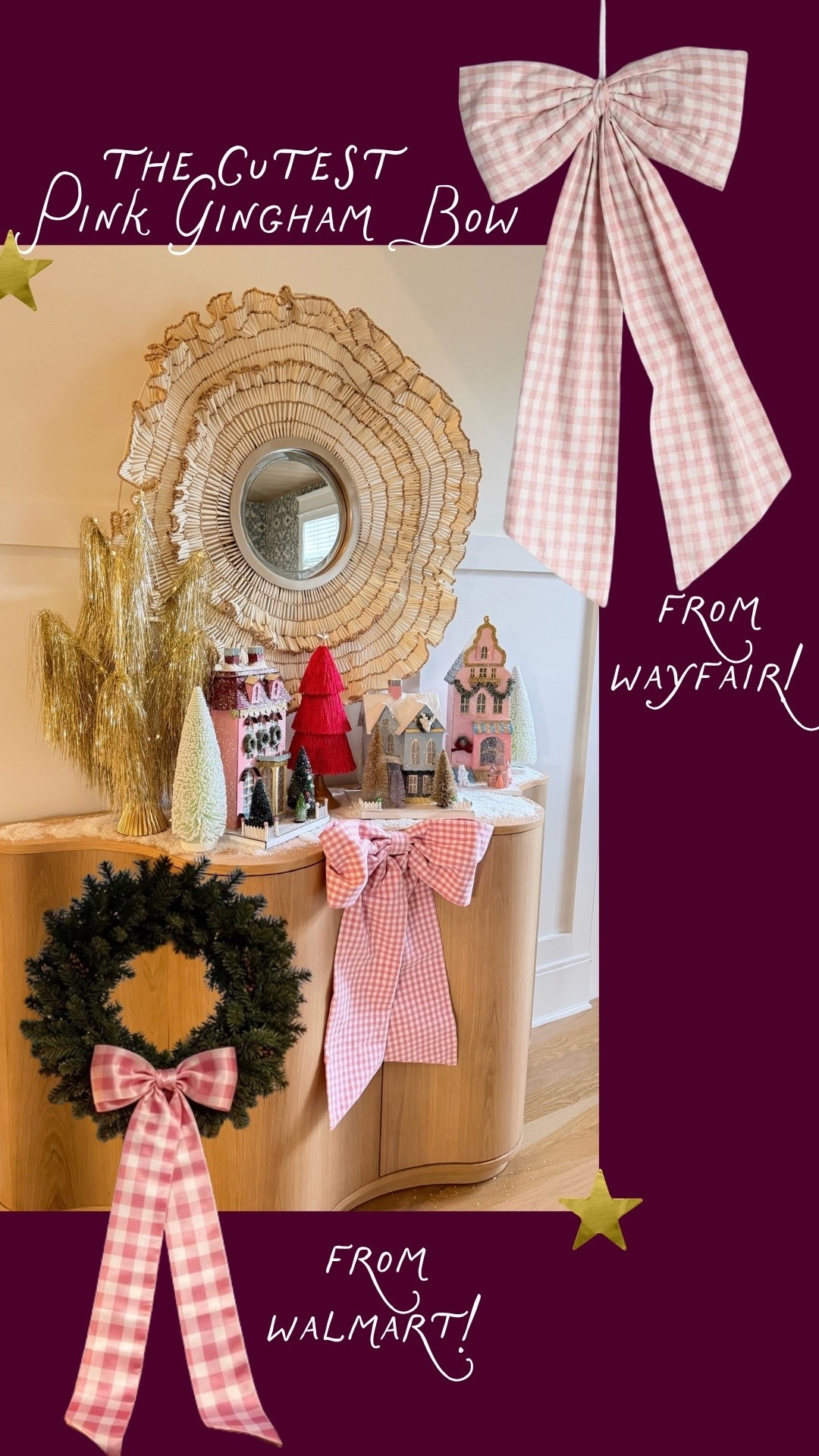 The cutest way to add a little pink to your Christmas decor! 🎀🎄 These oversized gingham bows are such an easy way to dress up wreaths, garland, Christmas trees, cabinets, and more. Linking both the Wayfair and Walmart finds for this adorable holiday look!

#LTKHoliday #LTKHome #LTKSeasonal #ChristmasBows #GinghamBow #PinkChristmas #ChristmasDecor #HolidayDecor #ChristmasDecorIdeas #WalmartFinds #WayfairFinds