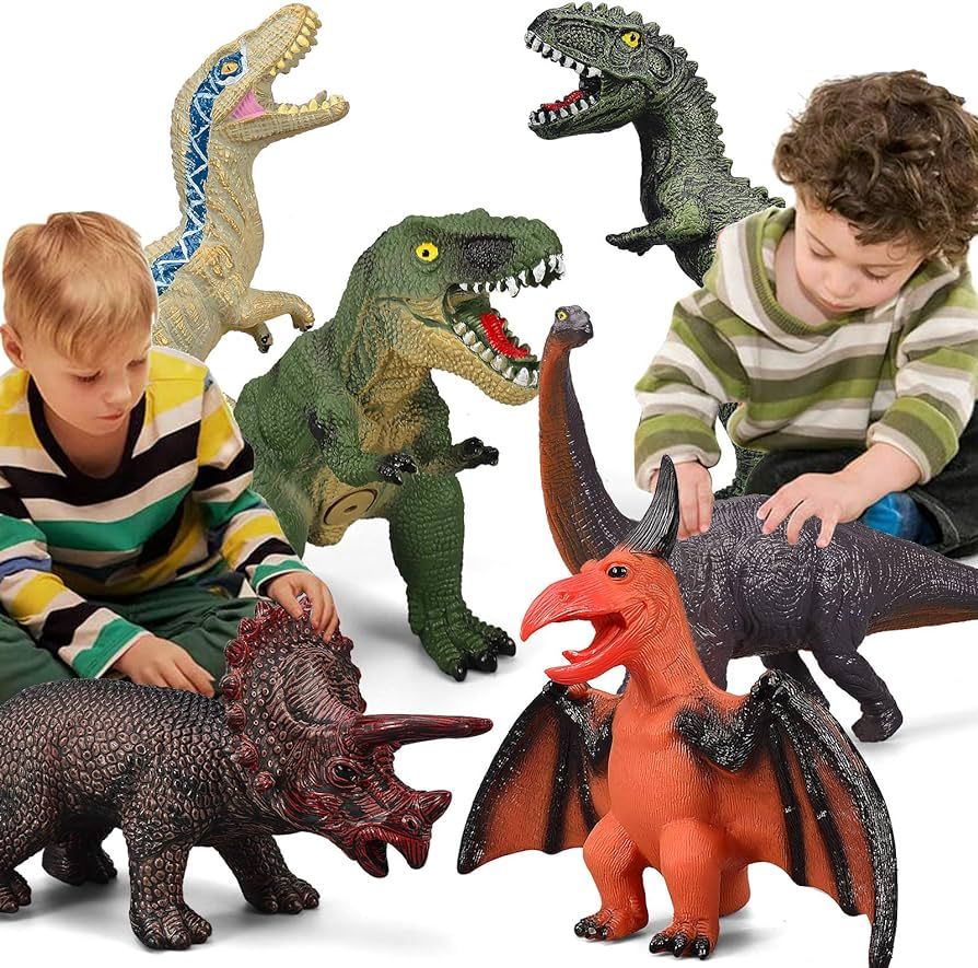 6 Piece Jumbo Soft Toys for Kids and Toddlers, Perfect for Dinosaur Lovers - Dinosaur Party Favor... | Amazon (US)