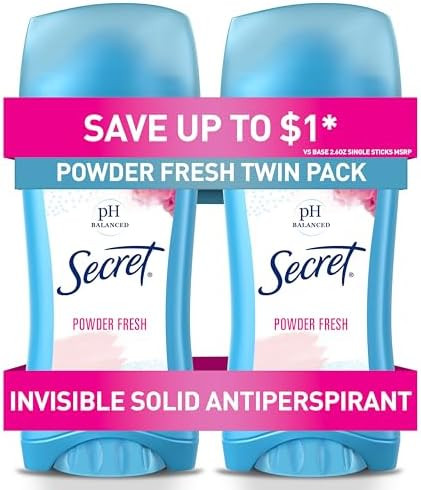 Secret Anti-Perspirant Deodorant Invisible Solid Powder Fresh Twin Pack 5.20 oz | Amazon (US)