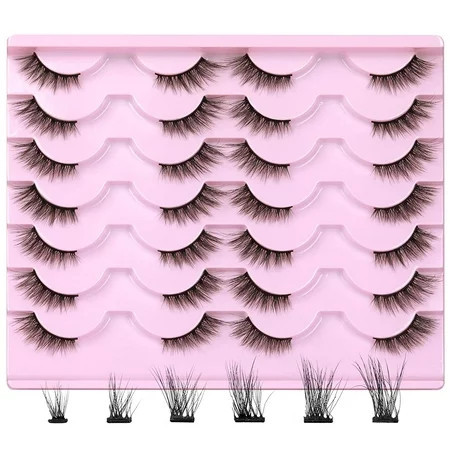 Half Lashes Natural Cat Eye Wispy False Eyelashes Fluffy Volume Strip Eyelashes Accent Corner 3/4 Eye Lashes DIY Cluster Half Eyelashes 14 Pairs | Walmart (US)