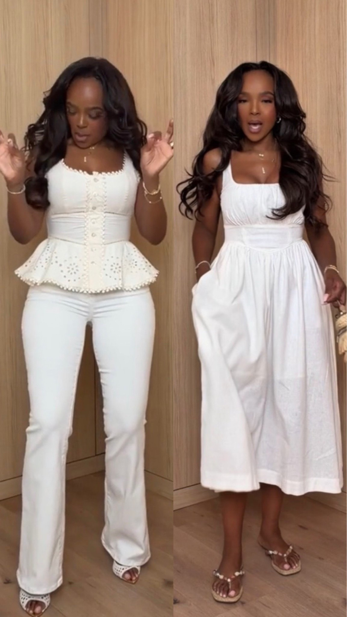 White outfits for summer will never miss 🤍✨

One look gives polished feminine energy with the detailed peplum top and tailored pants, while the other feels soft, effortless, and vacation-ready with the flowy midi dress. Both are timeless pieces you’ll keep styling all season long.

Perfect for brunch dates, bridal events, vacations, baby showers, summer dinners, resort wear, and elevated everyday outfits.

White outfit inspiration, classy summer outfits, feminine white dress, monochrome outfit ideas, elegant vacation style, chic neutral fashion, elevated white outfit, bridal brunch look, resort wear aesthetic, timeless summer fashion, effortless classy style, all white outfit ideas

Follow me on Instagram and YouTube @kirasfashionfinds

#LTKootd #LTKgrwm #LTKvlog