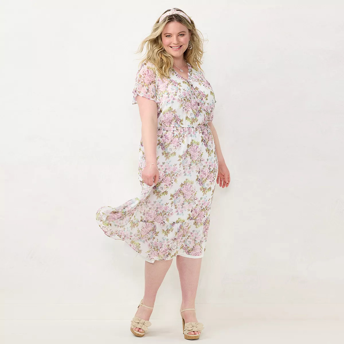 Plus Size LC Lauren Conrad Flutter Sleeve Wrap Dress | Kohl's