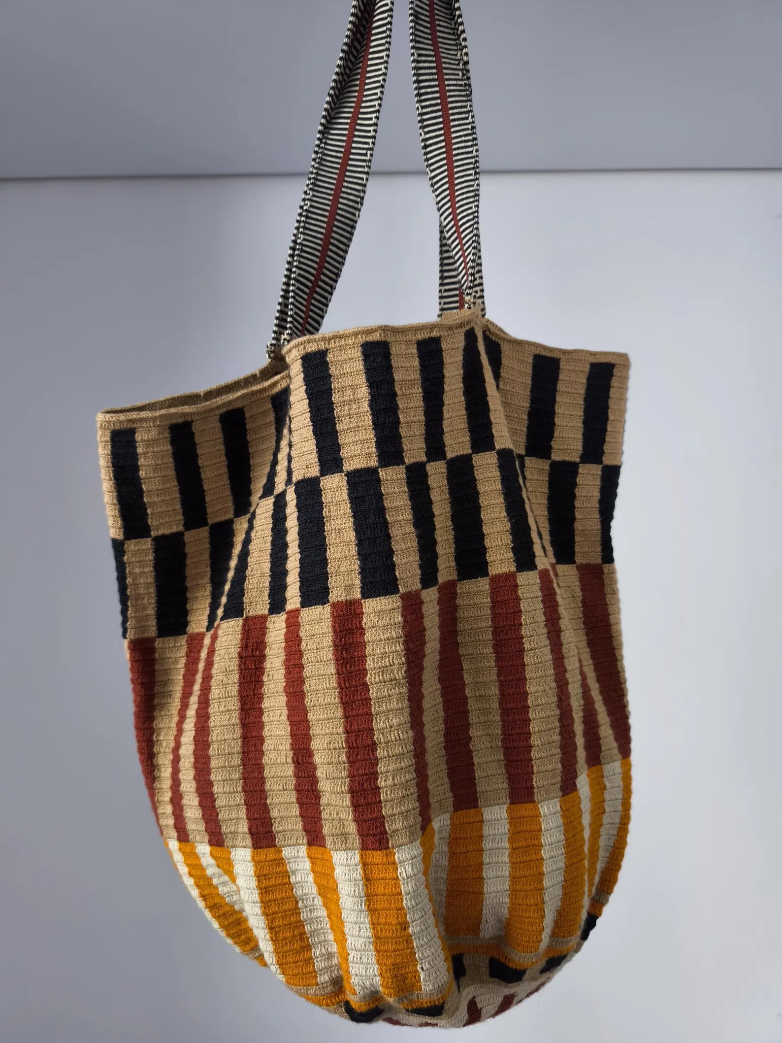 Handwoven Wayuu Tote Bag – Colombian Mochila Shopper in Earth Tones | Etsy (Global)