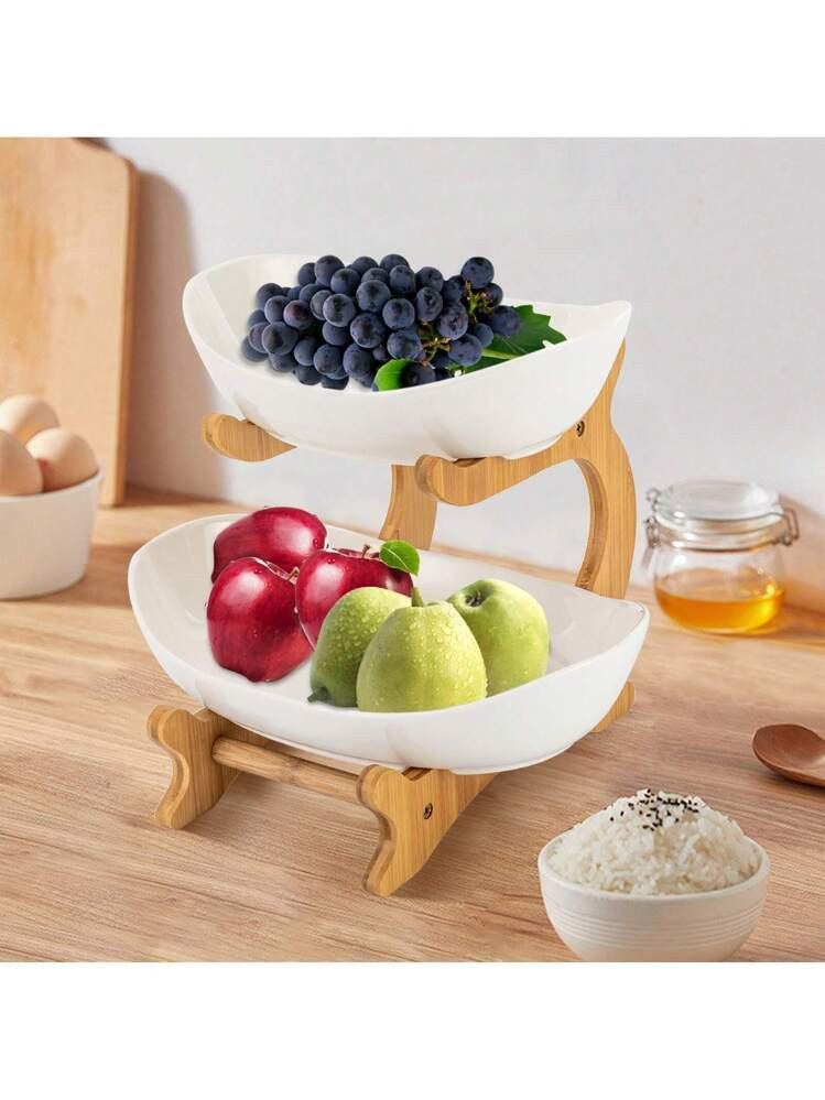 Canasta de frutas grande, frutero de 2 niveles, organizador de verduras para cocina y hogar | SHEIN