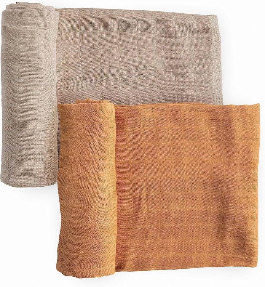 Little Unicorn – Caramel Deluxe Swaddle Set | Set of 2 | 100% Rayon Muslin from Bamboo | Super ... | Amazon (US)