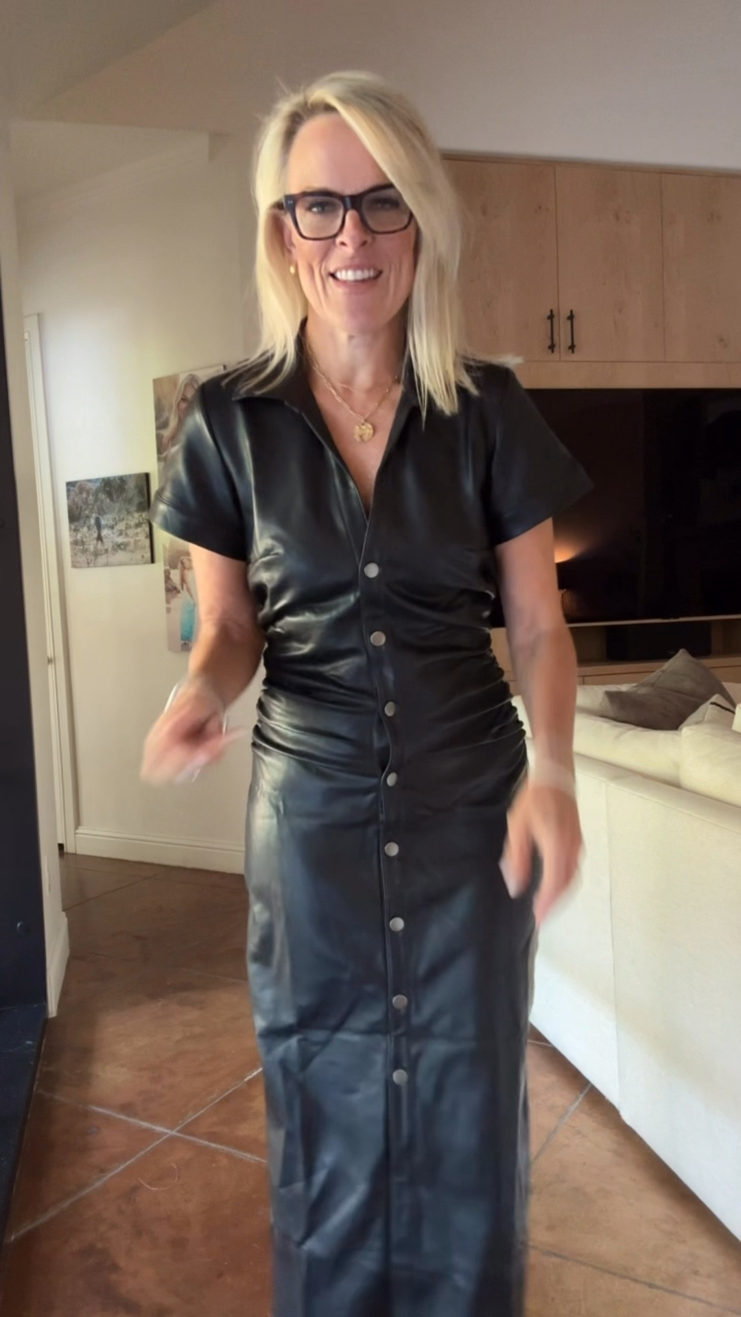 Loveee this dress from Anthropologie! Faux Leather. The buttons function. Super stretchy. Very comfortable. 
For is tts 

#LTKOver40 #LTKStyleTip #LTKSeasonal