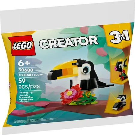 LEGO Creator 3 in 1 Tropical Toucan - Transforms from Toucan to Fish to Penguin - Travel Toy for Kids - 30688 | Walmart (US)