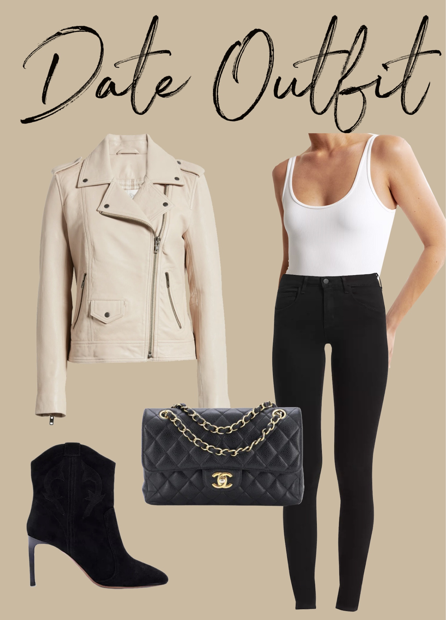 Kat Jamieson shares her go to date night outfit. Skinny jeans, leather jacket, fall booties, bodysuit. 

#LTKstyletip #LTKSeasonal #LTKshoecrush
