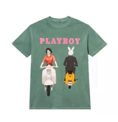 Playboy 1959 Cover Woman & Bunny On Scooters Green Mineral Wash T-Shirt M  | eBay | eBay US