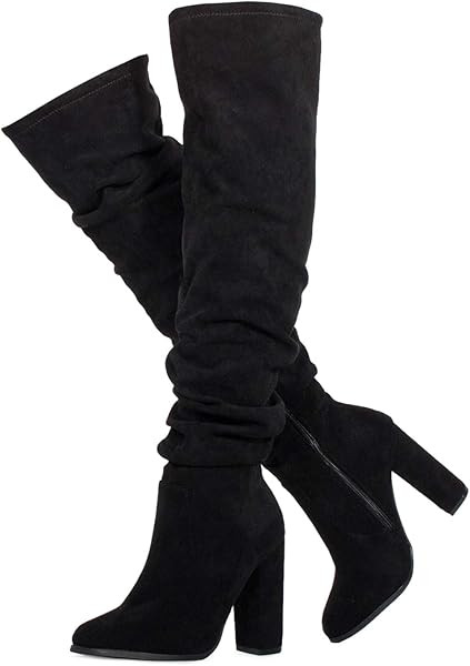 RF ROOM OF FASHION Women's Slouchy Shaft Chunky High Heel Over The Knee Boots | Amazon (US)
