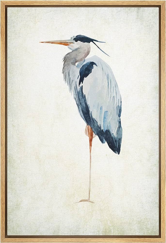 wall26 - Framed Canvas Wall Art - Heron Bird - Wild Animal- Gallery Wrap Modern Home Art | Ready ... | Amazon (US)