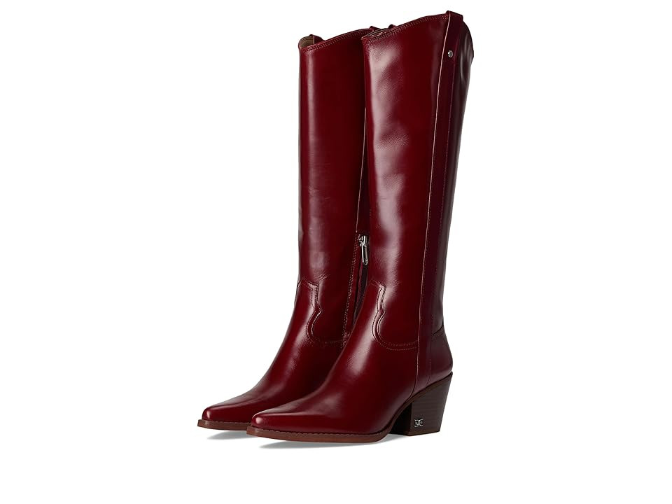 Sam Edelman Wyatt Women's Boots Deep Scarlet : 6 M, Leather | Zappos