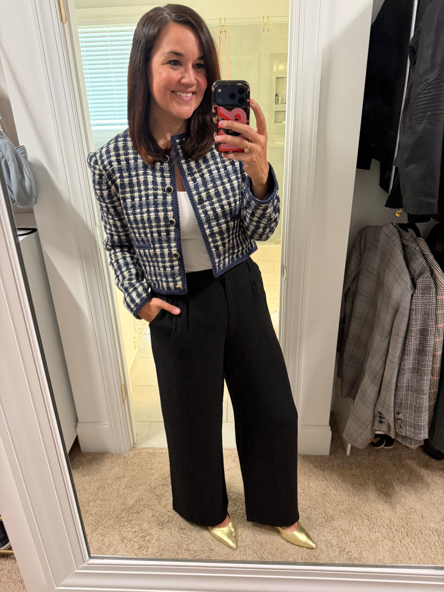 Jacket - Size 10 
Tank - Size M 
Pants - Size 8 Long 

#LTKMidsize #LTKOver40 #LTKfitnessgoals