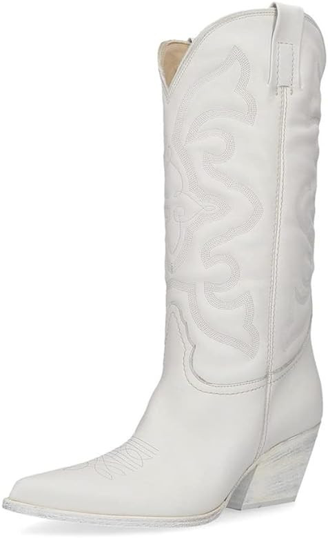 Steve Madden Womens West Embroidered Pointed Toe Cowboy, Western Boots | Amazon (US)