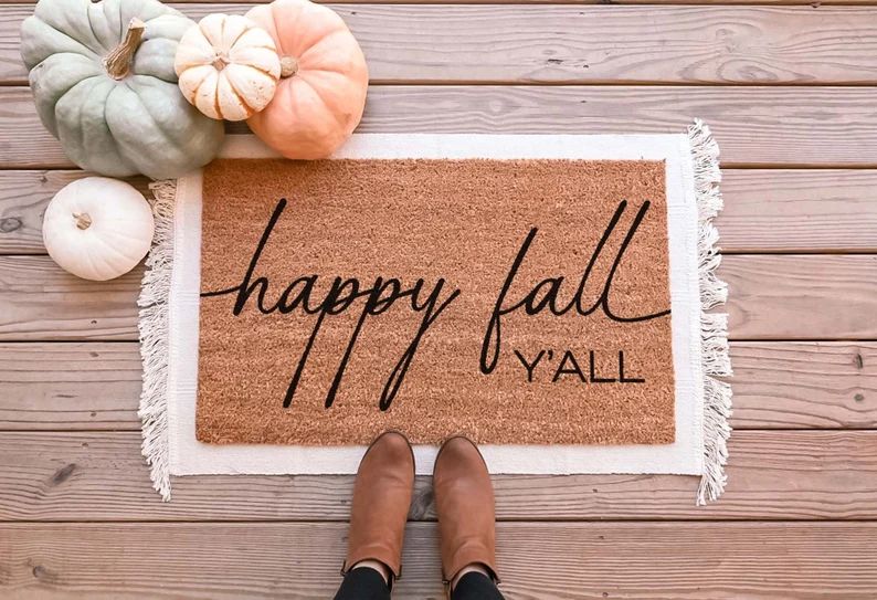 Happy Fall Yall Doormat, Fall Doormat, Funny Doormat, Custom Doormat, Custom Door Mat, Fall Door ... | Etsy (US)