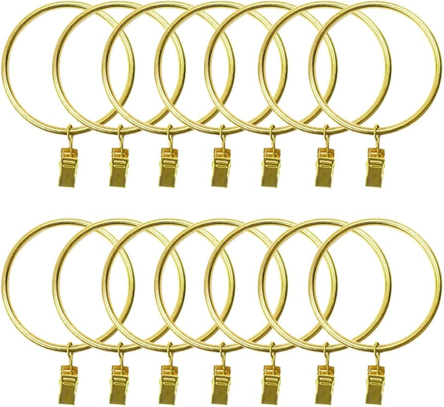 14 Pack Strong Iron Metal Curtain Rings with Clips 2.5 Inch Diameter, Decorative Drapery Rustproo... | Amazon (US)