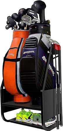 WALMANN Wall Mounted Golf Organizer Extra Large Size Stand 2 Golf Bags Organizer Golfing Equipmen... | Amazon (US)
