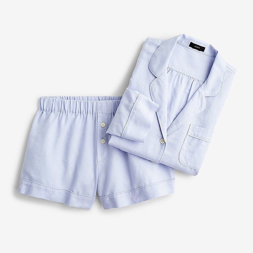 Linen-cotton pajama short set | J.Crew US