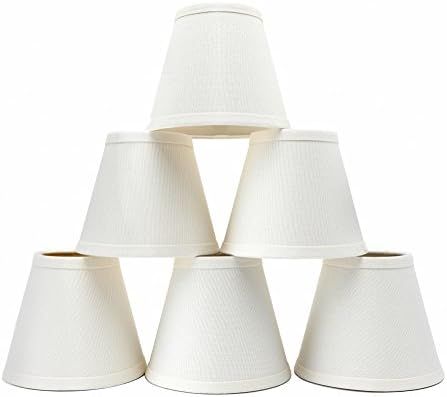 Small Lamp Shade Set of 6 Chandelier Shades 3" X 6" X 5" White Linen Clip-On Lampshade | Amazon (US)
